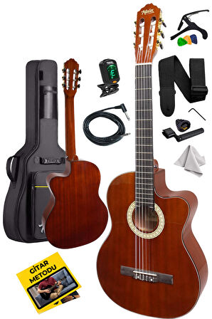 Midex X48 Profesyonel Masif Ağaç Ekolayzerli Elektro Klasik Gitar Seti 4/4 Üst Segment